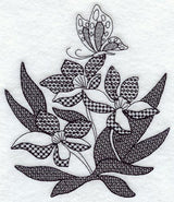 Butterfly and Flowers (Blackwork)