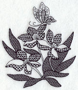 Butterfly and Flowers (Blackwork)