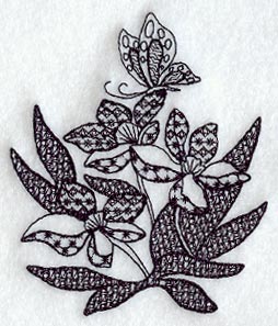 Butterfly and Flowers (Blackwork)