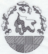 Blackwork Acorn and Leaf Basket (Blackwork)