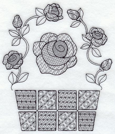 Rose Basket (Blackwork)