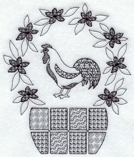 Rooster Basket (Blackwork)