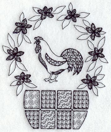 Rooster Basket (Blackwork)
