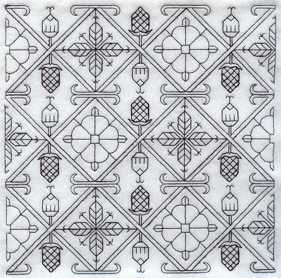 Tudor Rose Square (Blackwork)