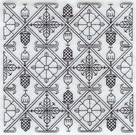 Tudor Rose Square (Blackwork)