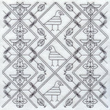 Birds and Blooms Square (Blackwork)