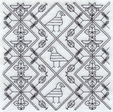 Birds and Blooms Square (Blackwork)