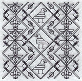Birds and Blooms Square (Blackwork)