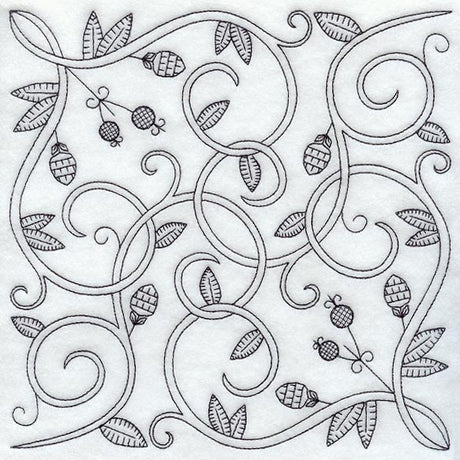 Scrolling Vines Square (Blackwork)