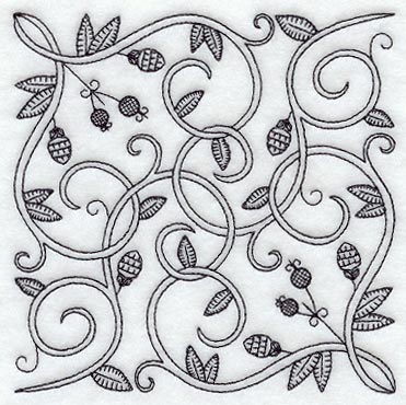 Scrolling Vines Square (Blackwork)