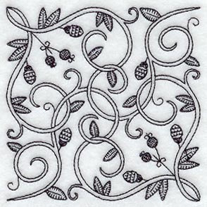 Scrolling Vines Square (Blackwork)