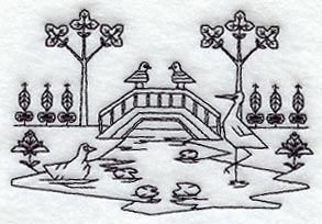Bird Pond Scene (Blackwork)