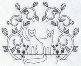 Cat Scene with Vines (Blackwork)