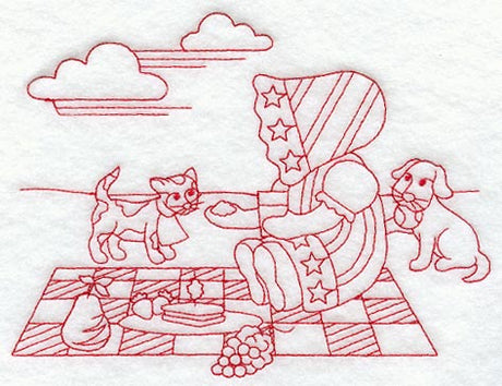 Sunbonnet Sue's Picnic (Redwork)