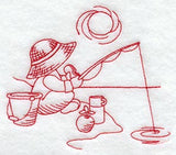 Fishing Away the Day (Redwork)