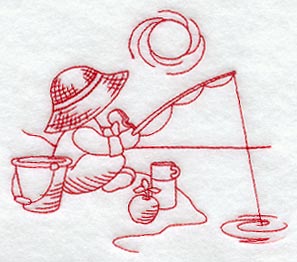 Fishing Away the Day (Redwork)