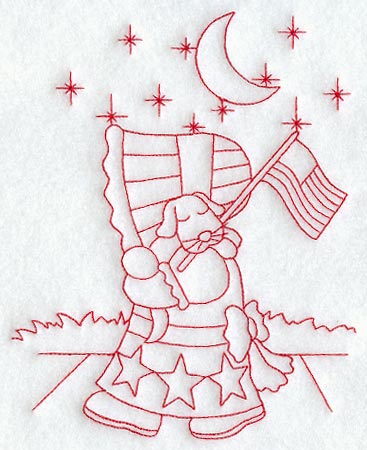 Sunbonnet Sue's Evening Stroll (Redwork)