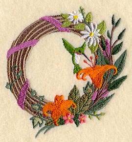Hummingbird and Flowers Wreath