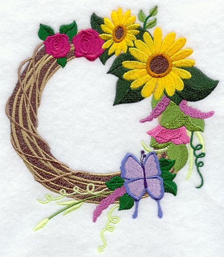 Butterfly and Flowers Wreath