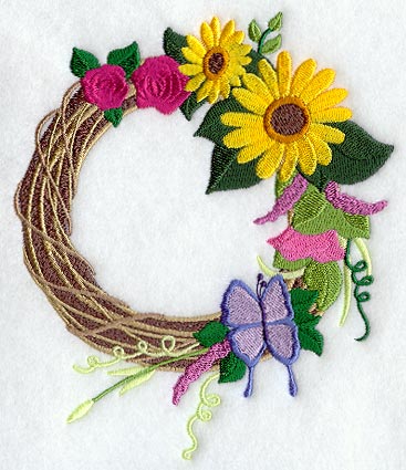 Butterfly and Flowers Wreath
