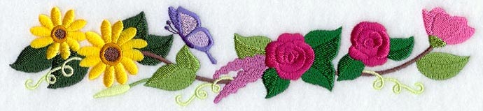 Butterfly and Flowers Border