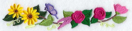 Butterfly and Flowers Border