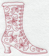 Victorian Laced Boot (Redwork)