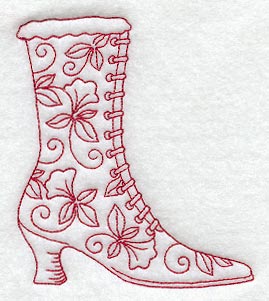 Victorian Laced Boot (Redwork)