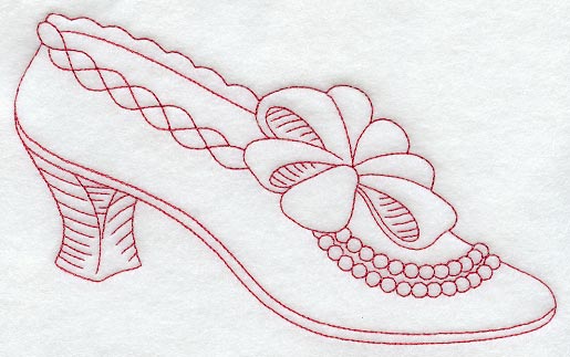 Victorian Court Shoe (Redwork)