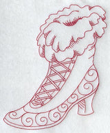 Victorian Boot with Ruffle (Redwork)