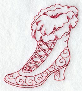 Victorian Boot with Ruffle (Redwork)