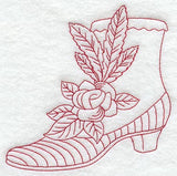 Victorian Boot and Rose (Redwork)