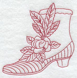 Victorian Boot and Rose (Redwork)