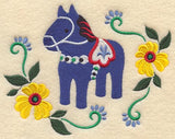 Swedish Dala Horse with Flowers