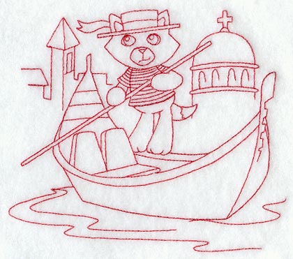 Kitty in Venice (Redwork)