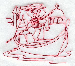 Kitty in Venice (Redwork)