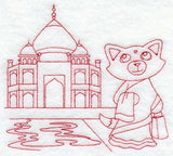 Kitty in India (Redwork)