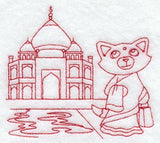 Kitty in India (Redwork)