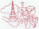 Kitty in Paris (Redwork)
