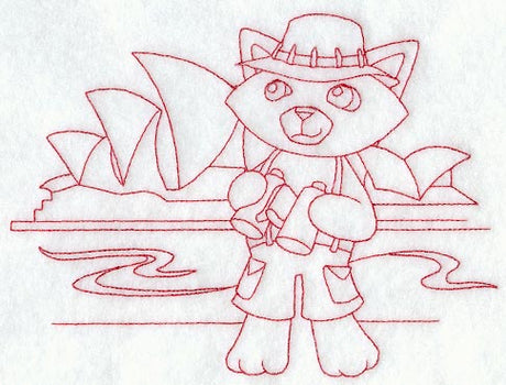 Kitty in Australia (Redwork)
