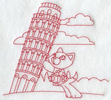 Kitty in Pisa (Redwork)