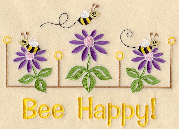 Happy Bee and Flower Trio