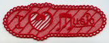 I Love Music Bookmark (Lace)