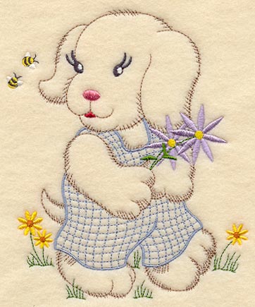 Puppy and Flowers (Vintage)