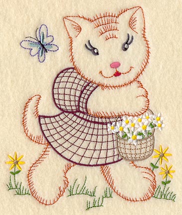 Kitten and Flowers (Vintage)