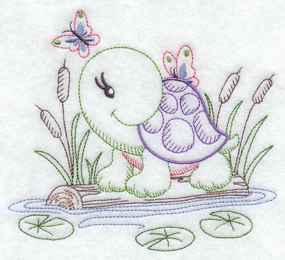 Turtle and Butterflies (Vintage)