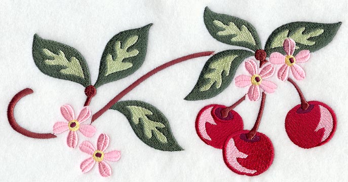 Sweet Cherries with Blossoms Rectangle