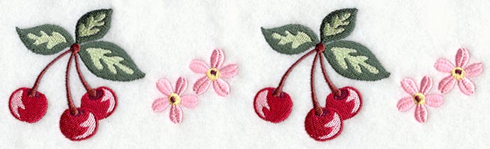 Sweet Cherries with Blossoms Border