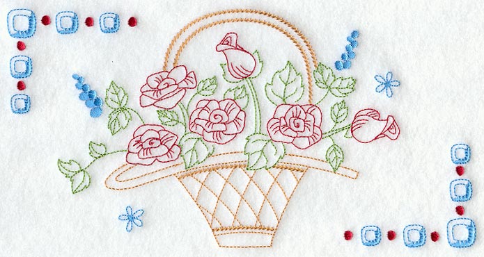Rose Basket Rectangle (Vintage)