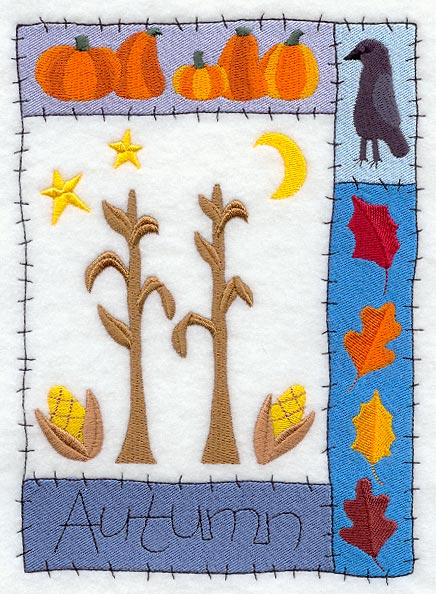 Rustic Autumn Corn and Leaves Medley